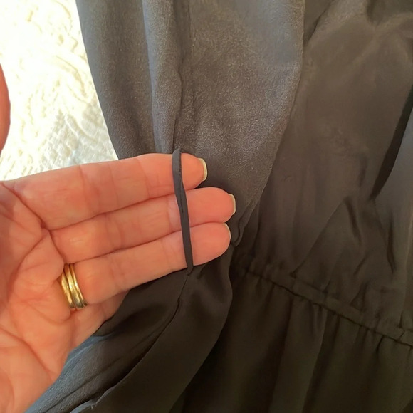 Lush Black One Shoulder Ruffled Edge Black Dress Lined Small Elastic Waist EUC - Picture 9 of 11